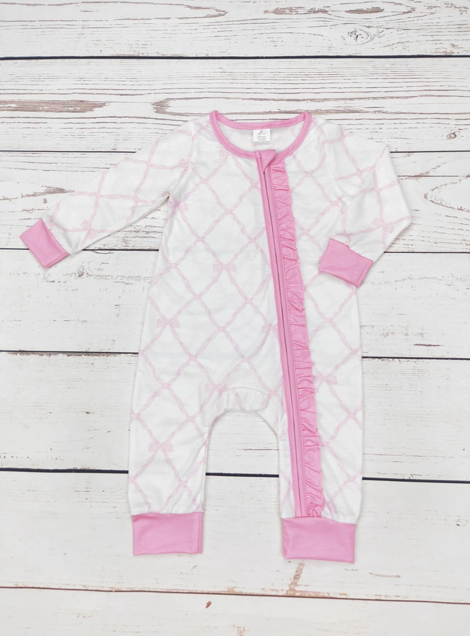 Pink Bow Bamboo Onesie