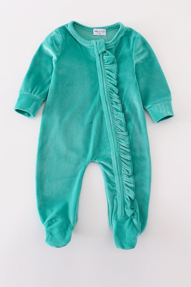 Turquoise Velvet Romper