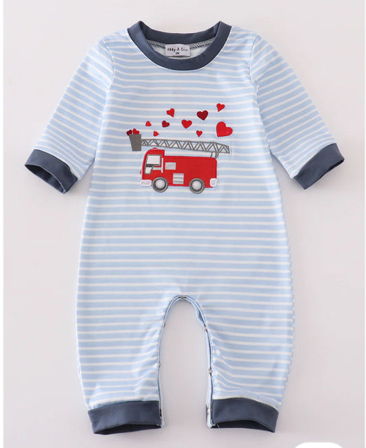 Fire Truck Valentine Romper