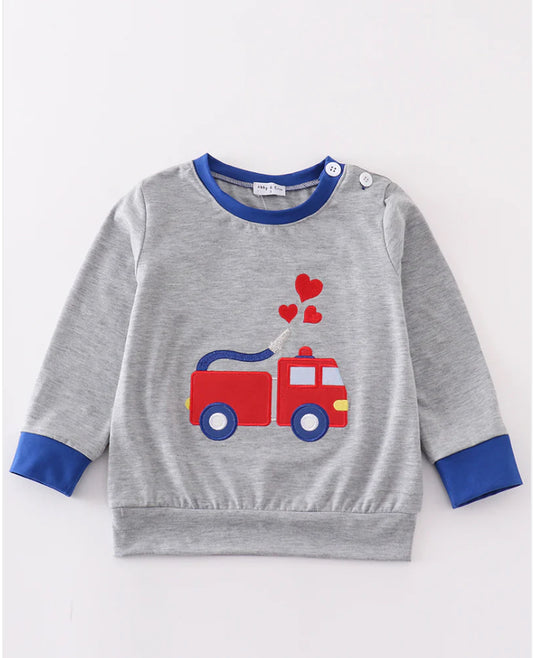 Valentine Firetruck Boy Top