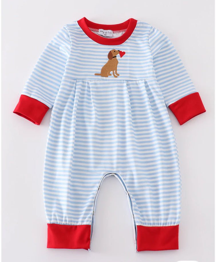 Valentine Puppy Heart Boy Romper