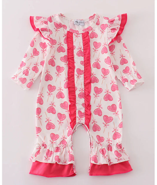 Pink Heart Valentine Romper