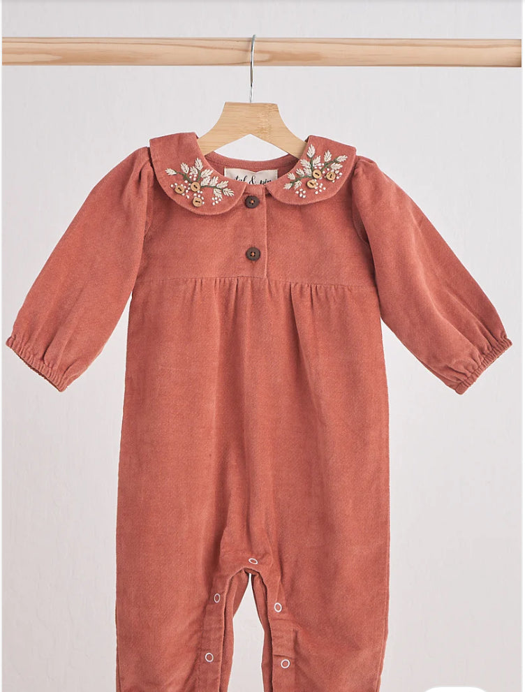 Rust Velveteen Girl Romper