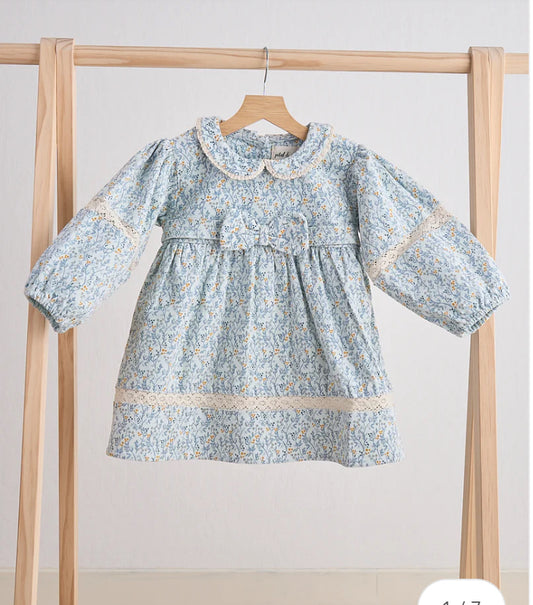 Girls Floral Corduroy Dress