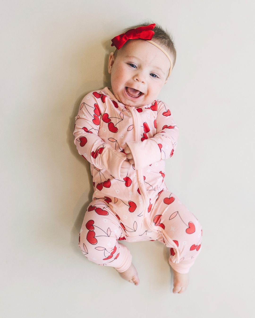 Bamboo Zip Romper | Cherry Heart