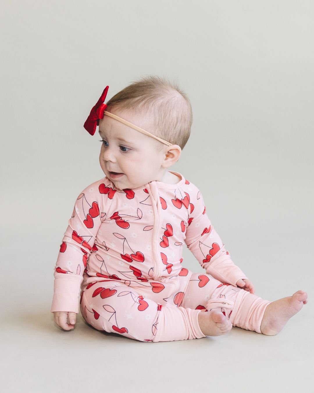 Bamboo Zip Romper | Cherry Heart